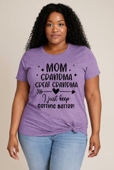 Mom Grandma Great Grandma Print Women Slogan Plus Size T-shirt