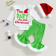 3PCS Sweet Christmas Printed Long Sleeve Baby Set
