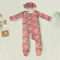 2PCS Daddy’s Girl Letter Spot Printed Baby Jumpsuit