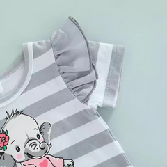 3PCS Lovely Elephant Printed Baby Set