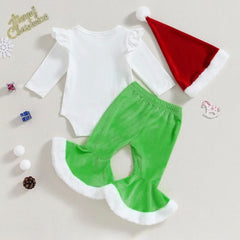 3PCS Sweet Christmas Printed Long Sleeve Baby Set