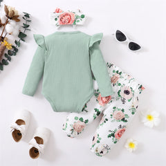 3PCS I Got It From My Letter Floral Printed Baby Set