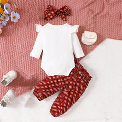 3PCS Polka Dots Printed Long Sleeve Baby Set
