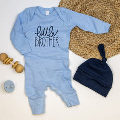 Combinaison bébé à manches longues imprimée lettre Little Brother 2 pièces