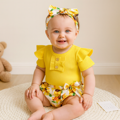 3PCS Lovely Sunflower Printed Baby Girl Set