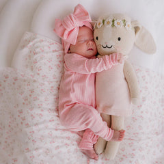 2PCS Sweet Solid Color Long Sleeve Ruffle Decor Zipper Baby Jumpsuit