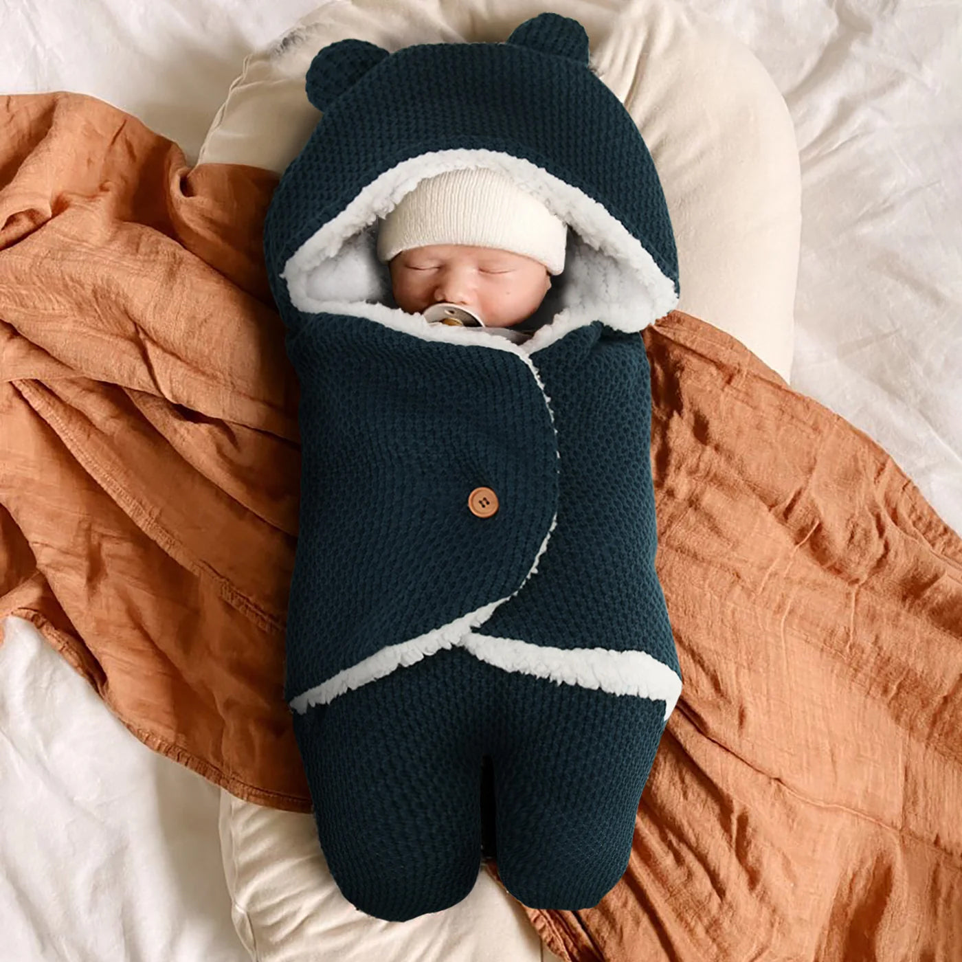 Kit Emmaillotage Bébé : 1 Couverture Réglable + 1 Bonnet - Coton Doux Pour Nouveau-nés 1-12 Mois - Pour Un Sommeil Apaisé