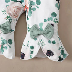 3PCS My Mom Is My Bestie Letter Floral Print Baby Set