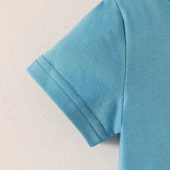 2PCS Cute Cartoon Dinosaur Printed Short Sleeve Baby Set