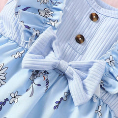 Elegant Floral Printed Sleeveless Baby Jumpsuit