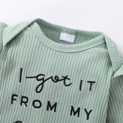 3PCS I Got It From My Letter Floral Printed Baby Set