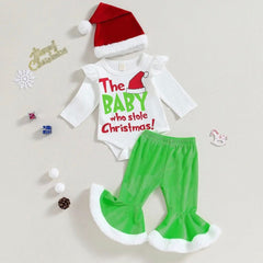 3PCS Sweet Christmas Printed Long Sleeve Baby Set
