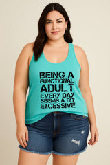 Being A Functional Fashion Letter Print Women Slogan Plus Size Tank Top
