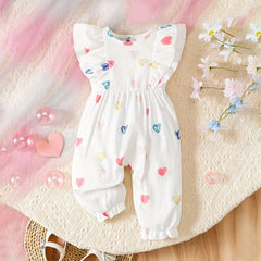 Sweet Heart Printed Sleeveless Baby Jumpsuit