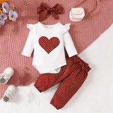 3PCS Polka Dots Printed Long Sleeve Baby Set