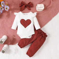 3PCS Polka Dots Printed Long Sleeve Baby Set