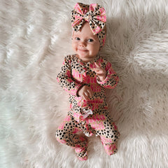 2PCS Daddy’s Girl Letter Spot Printed Baby Jumpsuit