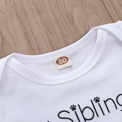 "My siblings have paws" Letter Printed Baby Romper