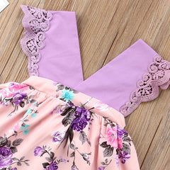 2 pièces jolie barboteuse pour bébé à imprimé floral