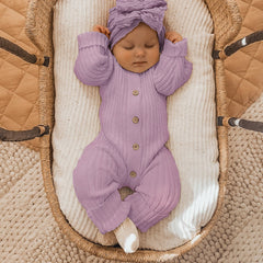 Lovely Solid Color Baby Long Sleeve Jumpsuit