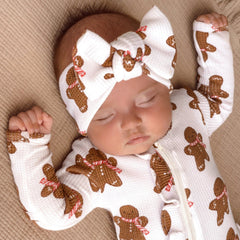 2PCS Cute Gingerbread Man Printed Baby Jumpsuit