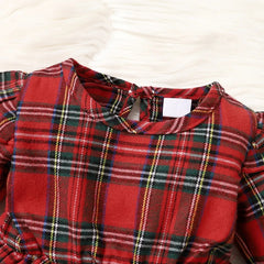 3PCS Christmas Plaid Printed Baby Set