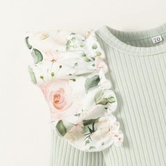 2PCS Lovely Floral Printed Baby Set