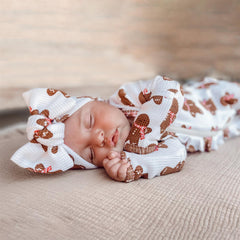 2PCS Cute Gingerbread Man Printed Baby Jumpsuit