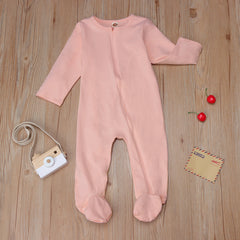 Lovely Solid Color Long Sleeve Baby Jumpsuit