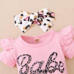 3PCS Lovely Leopard Short Sleeve Baby Set