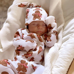 2PCS Cute Gingerbread Man Printed Baby Jumpsuit
