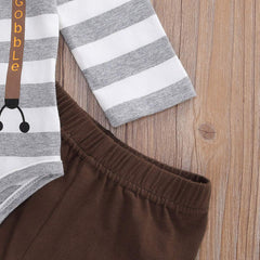 3PCS "Mommy's Little Turkey’" Letter Printed with Pants Baby Set