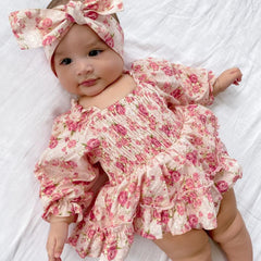 2PCS Sweet Floral Baby Long Sleeve Romper