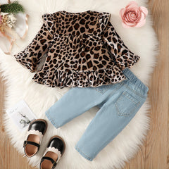 2PCS Cute Leopard Printed Baby Set