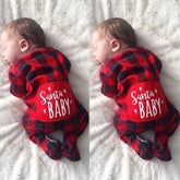 Cute Santa Baby Plaid Printed Baby Jumpsuit