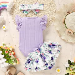 3PCS Mama's Mini Letter Printed Floral Baby Set