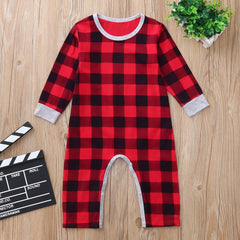 Cute Santa Baby Plaid Printed Baby Jumpsuit