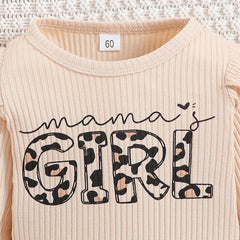 3PCS Mama's Girl Letter Leopard Printed Baby Set