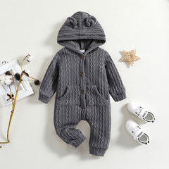 Lovely Solid Color Baby Long Sleeve Jumpsuit