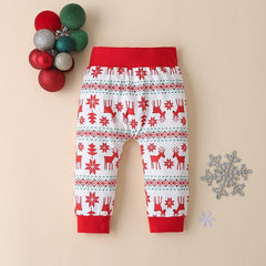 3PCS Cute Christmas Elk Letter Printed Baby Set