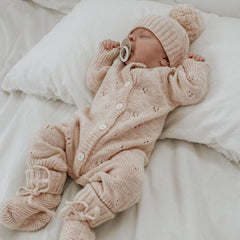 2PCS Thick Newborn Solid Color Knit Baby Jumpsuit