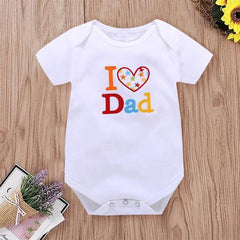 2PCS "I Love Mom/Dad" Lovely Letter Printed Baby Romper
