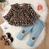 2PCS Cute Leopard Printed Baby Set