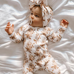2PCS Lovely Floral Printed Baby Long Sleeve Jumpsuit