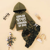 2PCS "COOLER VERSION OF DAD" Letter Printed Hoodie with Camo Pants Baby Set