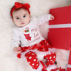 My First Christmas Bodysuit Dress 4pcs Set