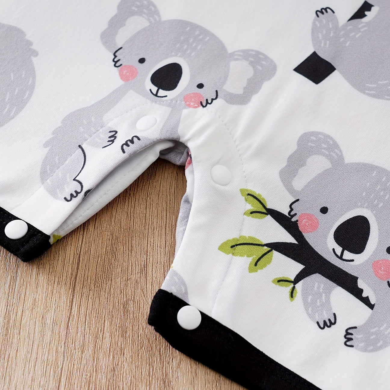 Comfy Cartoon Koala Printed Short Sleeve Baby Jumpsuit
