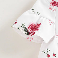 2PCS Sweet Floral Printed Sleeveless Baby Set
