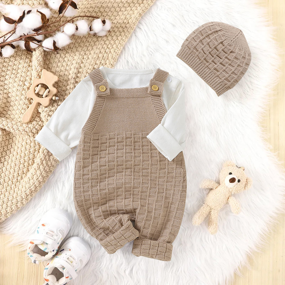 Combinaison bébé sans manches en tricot de couleur unie angélique 2 pièces