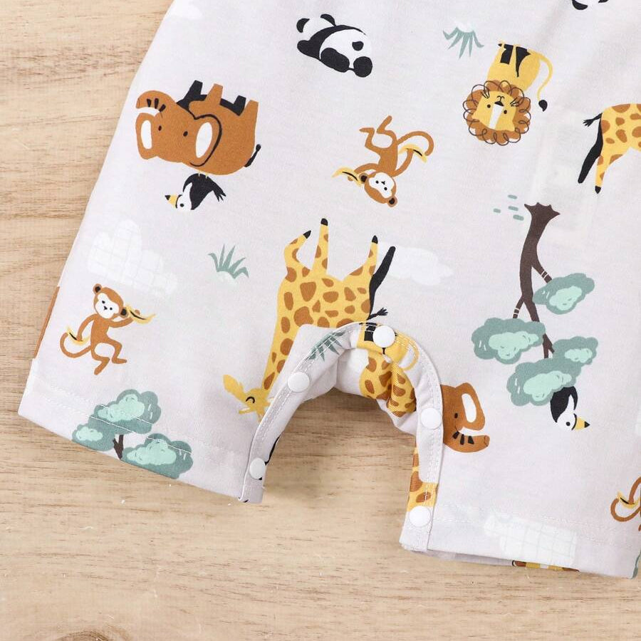2PCS Adorable Animal Printed Short Sleeve Baby Set